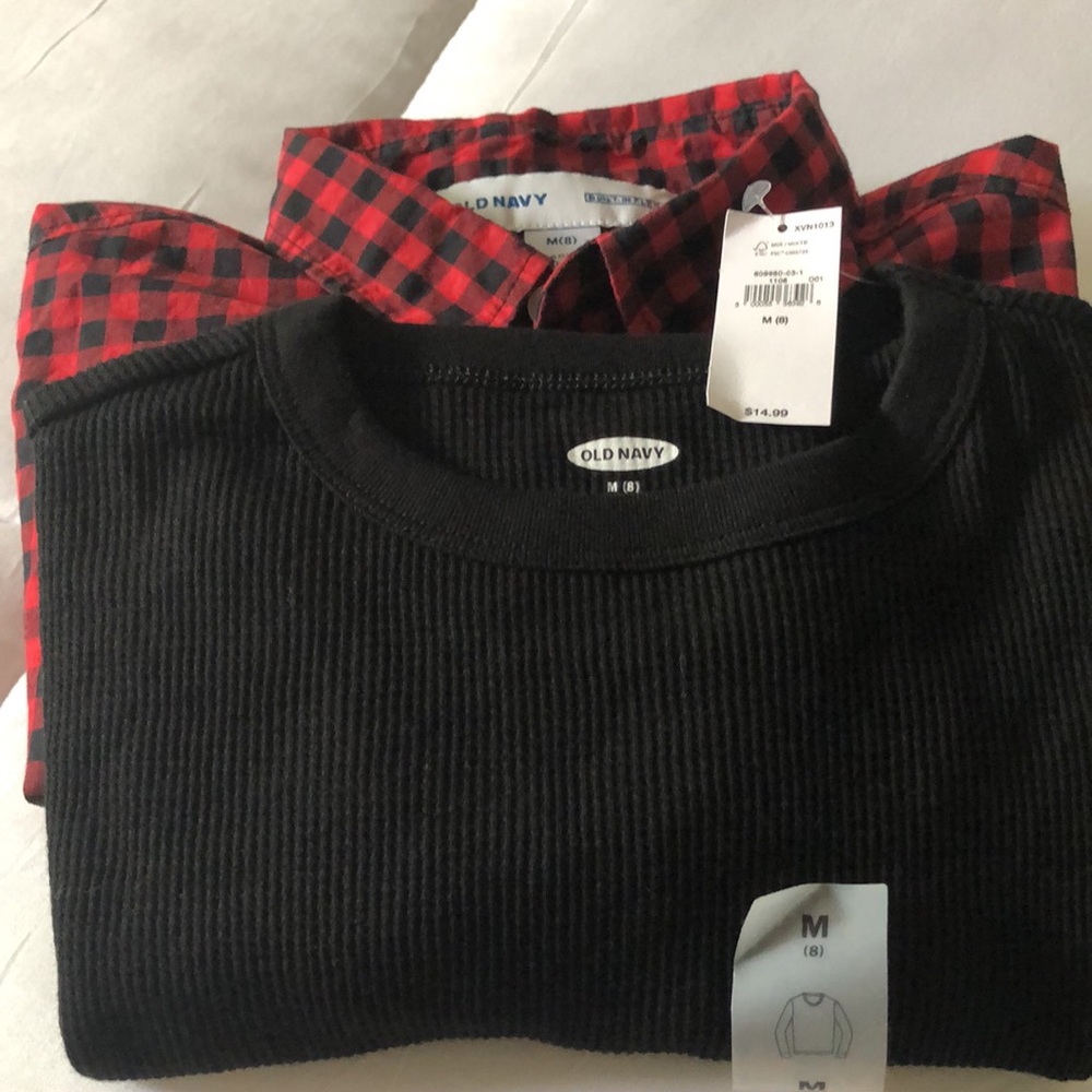 Boys buffalo plaid shirt/black thermal bundle